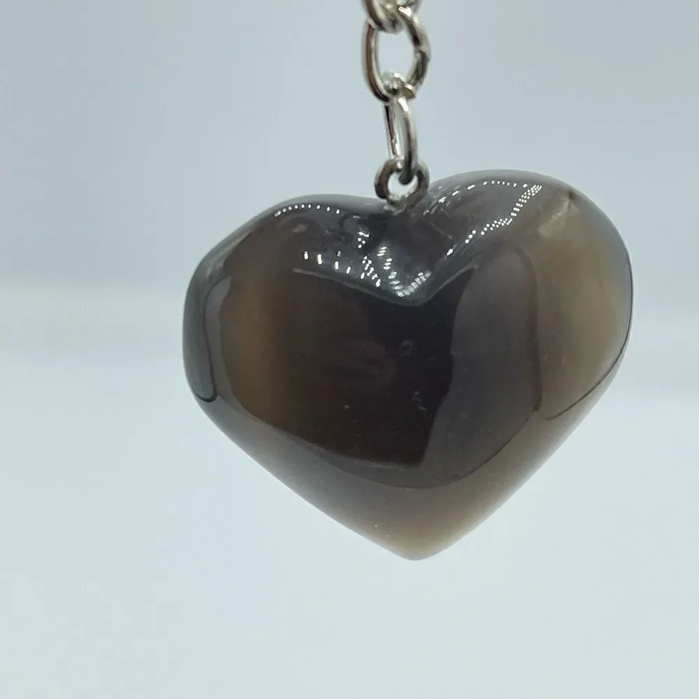 Orca agate heart keychain key ring pendant chain NEW hand crafted